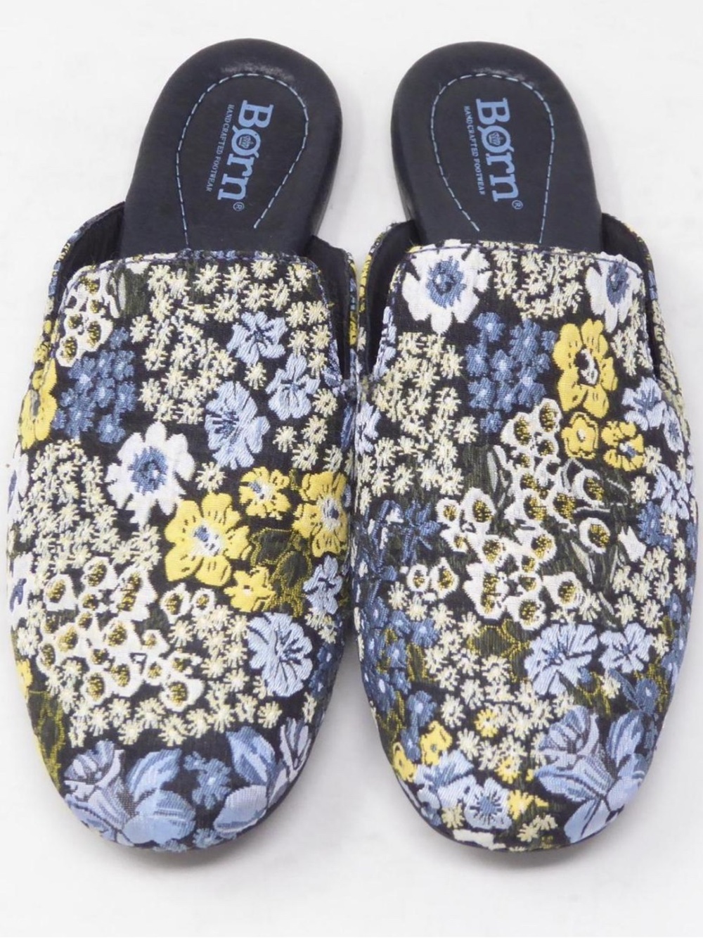 Born Ingah Floral Brocade Slip-On Mules Size 7 Like New